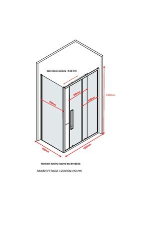 Kabina Prysznicowa Czarna Loft 120 x 90 x 190 + Brodzik Biały 5 cm + Syfo