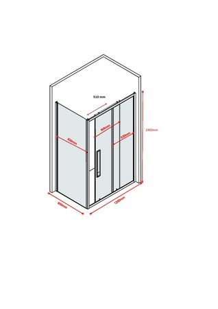 Kabina Prysznicowa Przesuwna Czarna Loft 120 x 90 + Brodzik Biały 14 Cm + Syfon