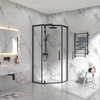 Kabina Prysznicowa Pięciokątna 90 x 90 cm Czarna Drzwi Uchylne Grube Szkło 6 mm