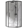Kabina Prysznicowa Pięciokątna Czarna 90 x 90 + Brodzik Biały 5 cm + Syfon