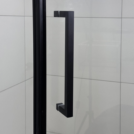 Kabina Prysznicowa Pięciokątna Czarna 90 x 90 + Brodzik Biały 5 cm + Syfon