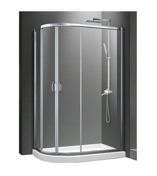 KABINA PRYSZNICOWA PRAWA PRZESUWNA ASYMETRYCZNA 100 x 80 + BRODZIK 7 CM + SYFON
