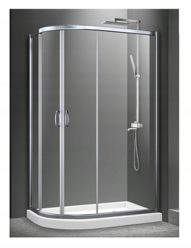 Kabina Prysznicowa Prawa Asymetryczna Przesuwna 100x80 + Brodzik 14 + Syfon