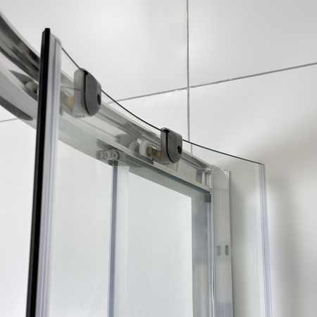 Kabina Prysznicowa Prawa Asymetryczna Przesuwna 100x80 + Brodzik 14 + Syfon