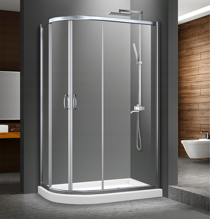 Kabina Prysznicowa Prawa Asymetryczna Przesuwna 100x80 + Brodzik 14 + Syfon