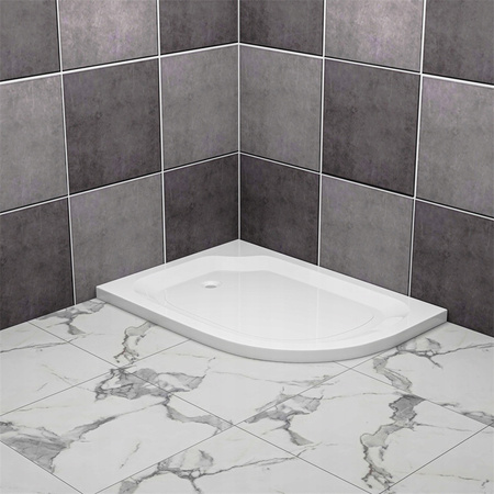 KABINA PRYSZNICOWA LEWA ASYMETRYCZNA PRZESUWNA 100 x 80 + BRODZIK 7 CM + SYFON