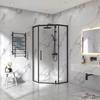 Kabina Prysznicowa Pięciokątna Czarna 90 x 90 + Brodzik Biały 5 cm + Syfon