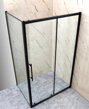 Kabina Prysznicowa Czarna Loft 100 x 80 x 190 + Brodzik Biały 5 cm + Syfon