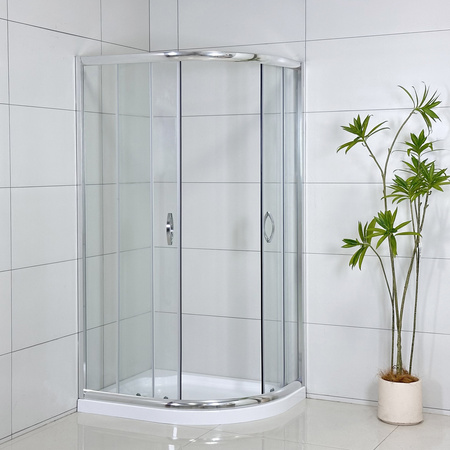 Kabina Prysznicowa Lewa Asymetryczna 100 x 80 + Brodzik 14 cm + Syfon