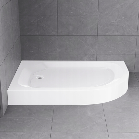 Kabina Prysznicowa Lewa Asymetryczna 100 x 80 + Brodzik 14 cm + Syfon