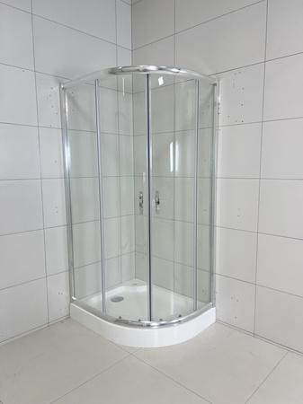 Kabina Prysznicowa Lewa Asymetryczna 100 x 80 + Brodzik 14 cm + Syfon