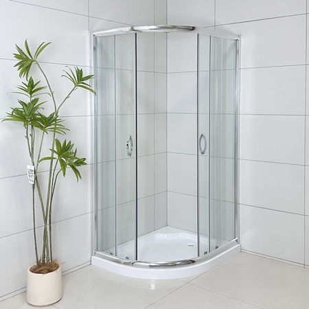 Kabina Prysznicowa Prawa Asymetryczna Przesuwna 100x80 + Brodzik 14 + Syfon