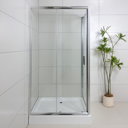 Kabina Prysznicowa Transparentna Przesuwna 100 X 80 + Brodzik 14 + Syfon