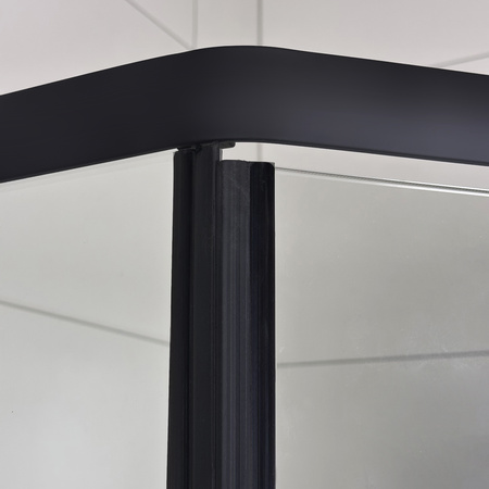 Kabina Prysznicowa Pięciokątna 90 x 90 cm Czarna Drzwi Uchylne Grube Szkło 6 mm