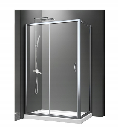 Kabina Prysznicowa Przesuwna Transparentna 100 X 80 + Brodzik 5 cm + Syfon